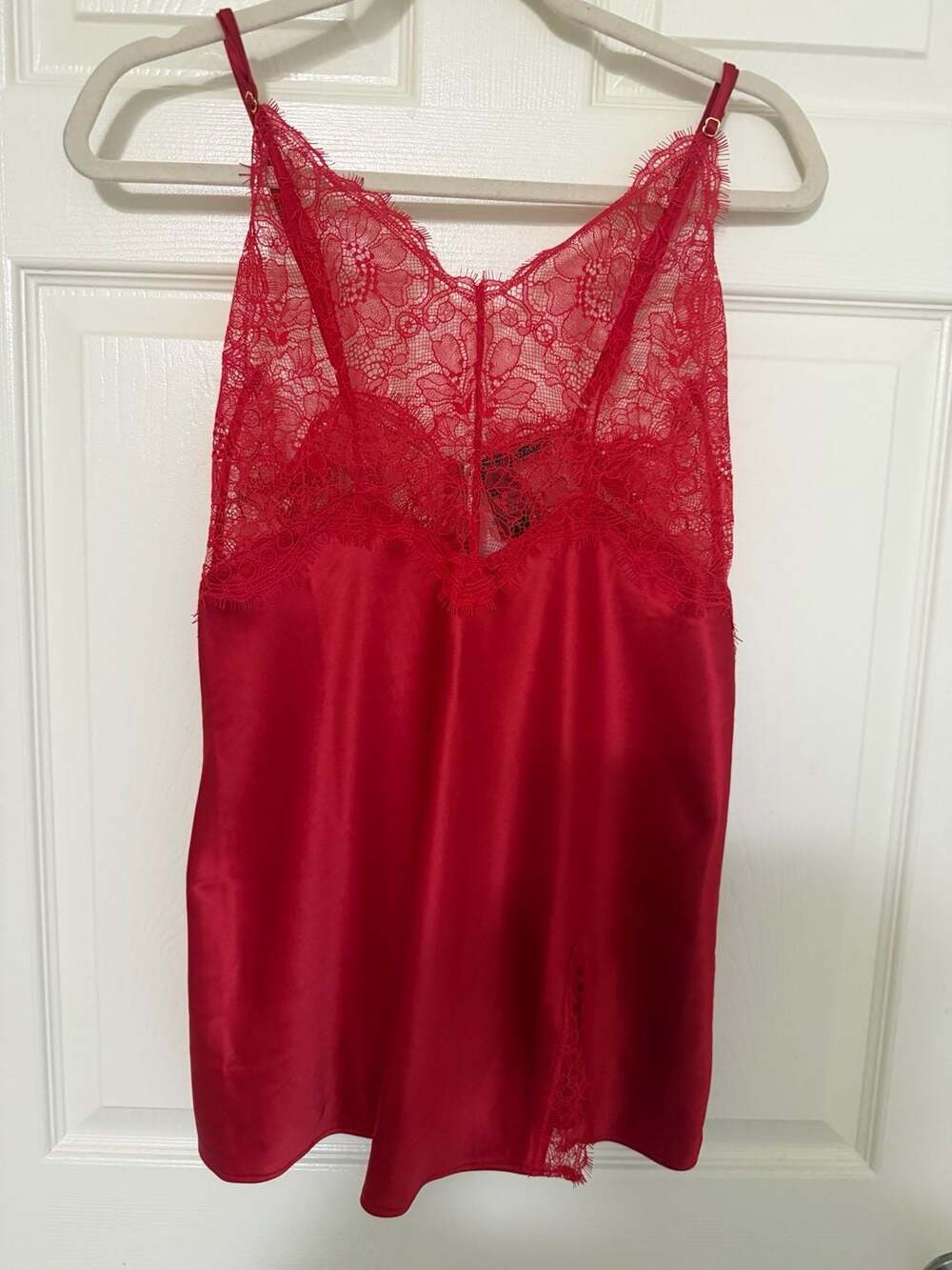 Victoria's Secret Red Lace and Satin Babydoll Slip Dress